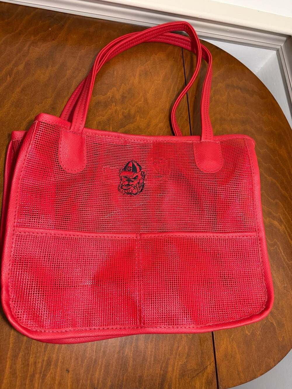 University of Georgia Bulldogs Embroidered Red Mesh Tote Bag